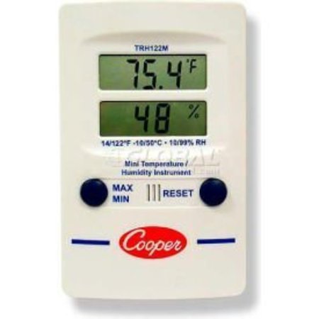 COOPER-ATKINS Cooper Mini Wall Thermometer, Trh122m-0-8, Digital Temperature & Humidity, Dual Display TRH122M-0-8